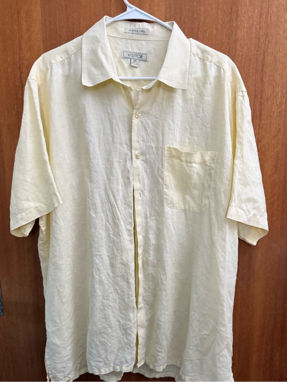 Relaxed-Fit Short-Sleeve Button-Down Shirt in Pale Yellow